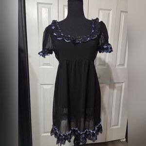 Widow Dolls Kill Haunted Hallways Dress Sheer Mesh Babydoll Purple Black Goth